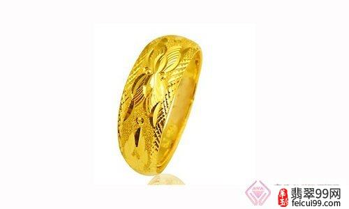 翡翠六桂福黄金戒指正品 黄金是不可替代的首饰材质