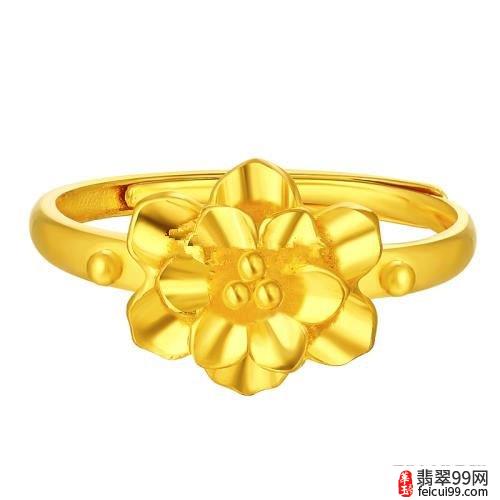 翡翠简单款黄金戒指 公司旗下的曼都珊品牌